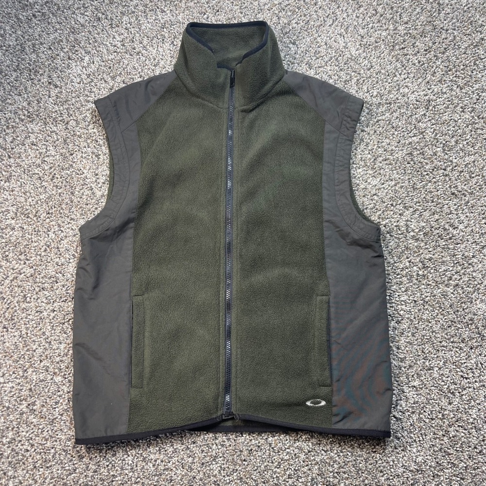 Vintage Oakley Software Fleece Vest Men's Large Olive Green Full Zip Gorpcore
